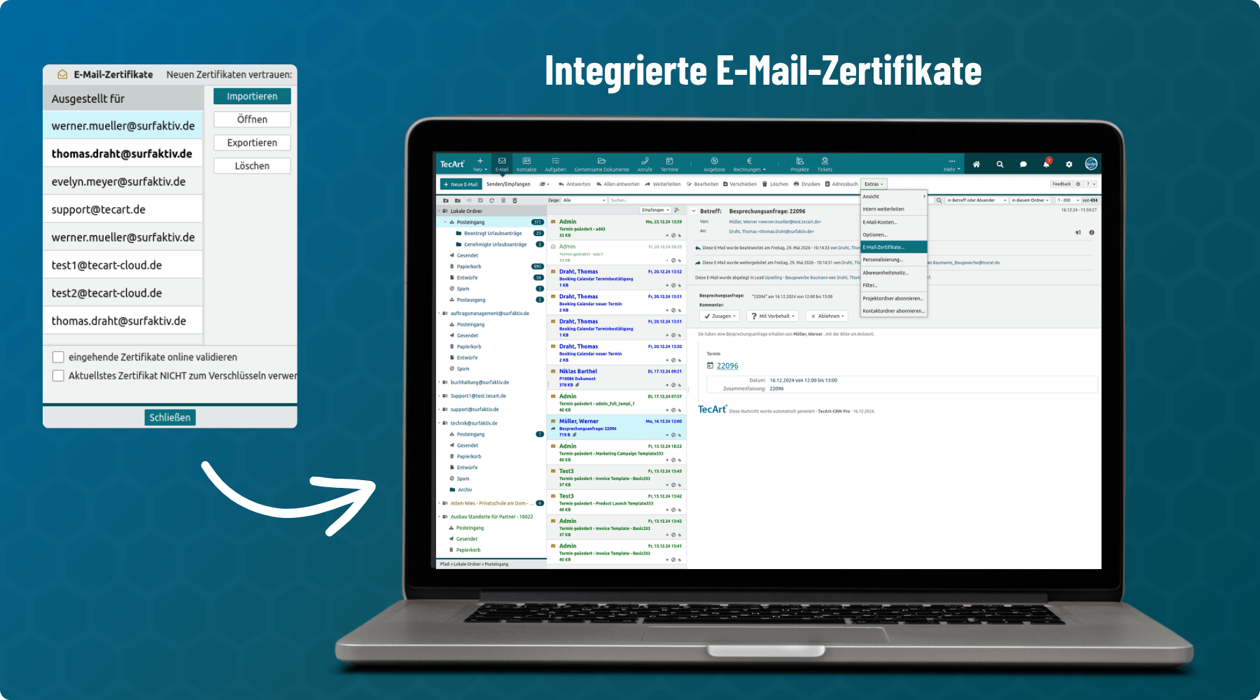 Integrierte E-Mail-Zertifikate